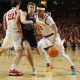 Iowa State Cyclones guard Tamin Lipsey (3) drives to the basket as BYU Cougars guard Dallin Hall (30) defends during the first half in the Senior Day Big-12 conference showdown of an NCAA college basketball at Hilton Coliseum on Wednesday, March 6, 2024, in Ames, Iowa.