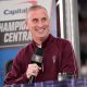 Arizona State University head basketball coach Bobby Hurley is interviewed on TNT's pregame broadcast Men's before the NCAA national championship game at State Farm Stadium.